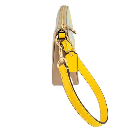 Coach CBK65 Nolita 19 Plaid Canvas Leather Small Handbag Clutch Bright Maize - Picture 6 of 8
